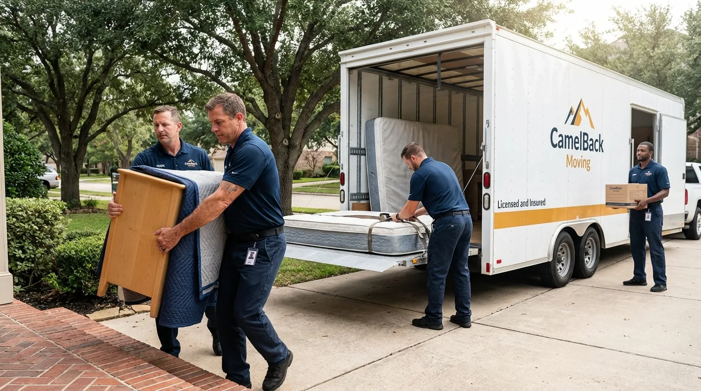 Crew loading residential truck for cross-state move from Westmoreland, NH