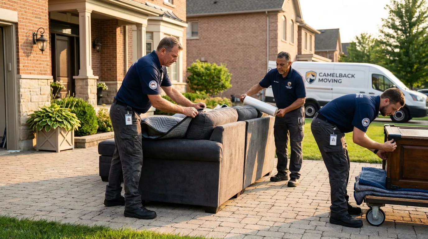 Large estate moving crew wrapping furniture in Westmoreland, NH